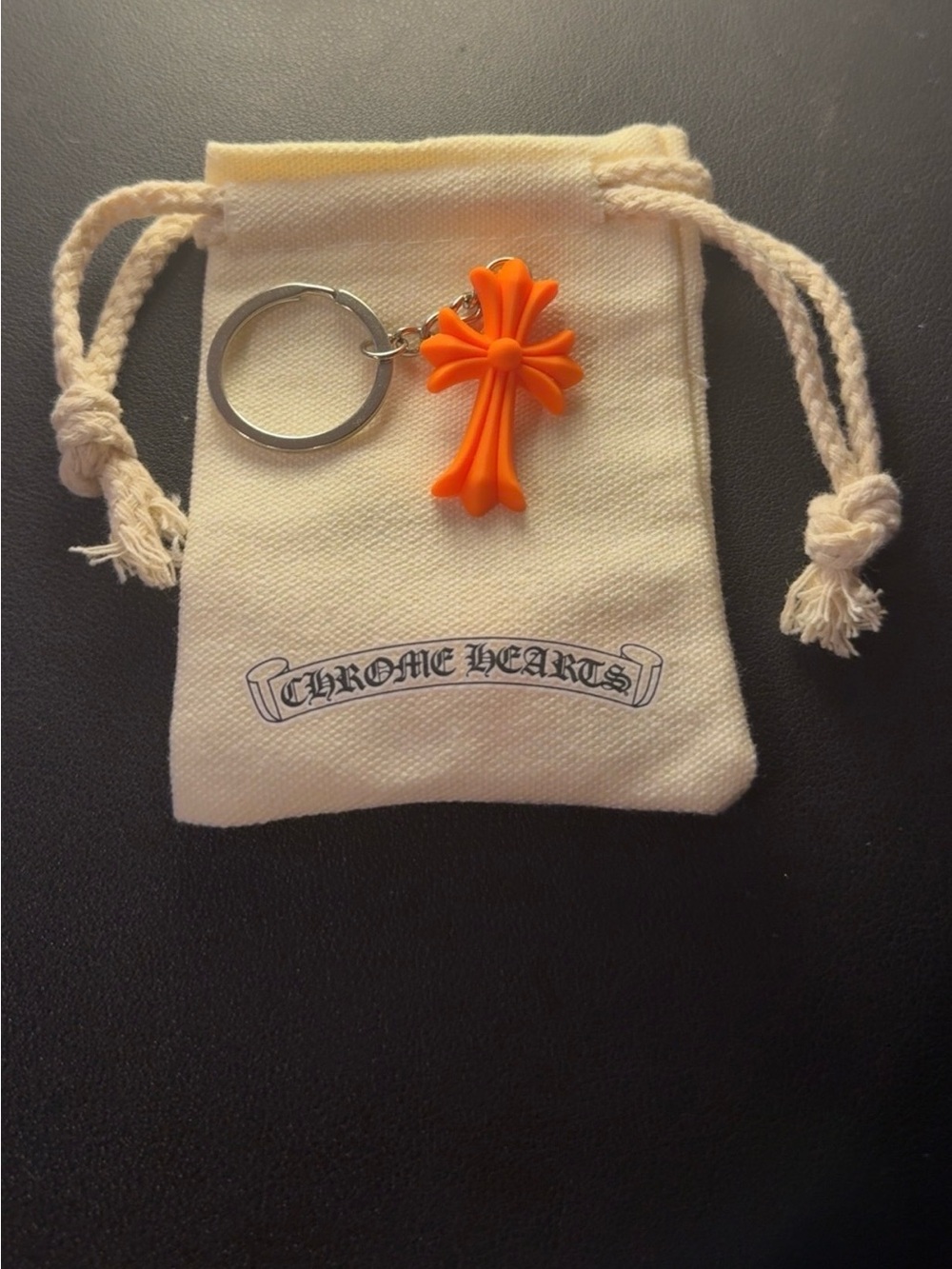 Chrome Hearts Orange Cross Keyring with Ring